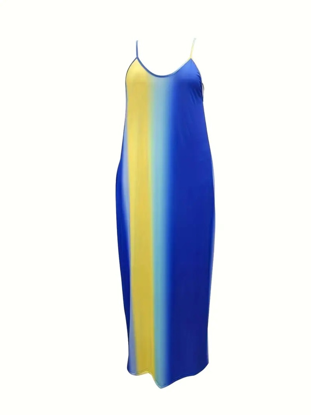 SHEIN blue and yellow ombre spaghetti strap maxi dress./size 1XL